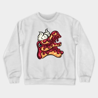 Monster Lowbrow Red Velvet Cake Slice Cartoon Freaky Character Crewneck Sweatshirt